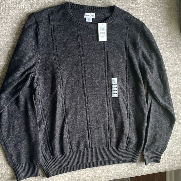 NWT Men’s XL Haggar Long Sleeve Black Sweater - Picture 1 of 6